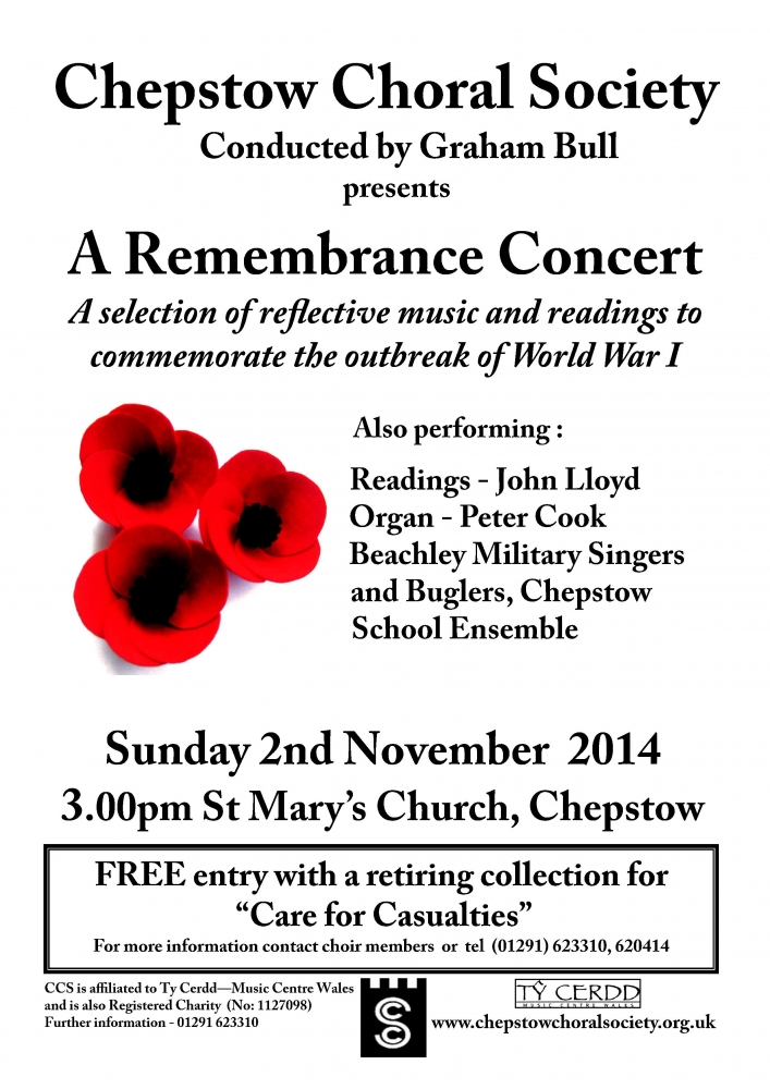 <br />
<b>Notice</b>:  Undefined offset: 3 in <b>/var/www/vhosts/chepstowchoralsociety.org.uk/httpdocs/includes/events.php</b> on line <b>56</b><br />
WW1 Remembrance Concert Nov 2014