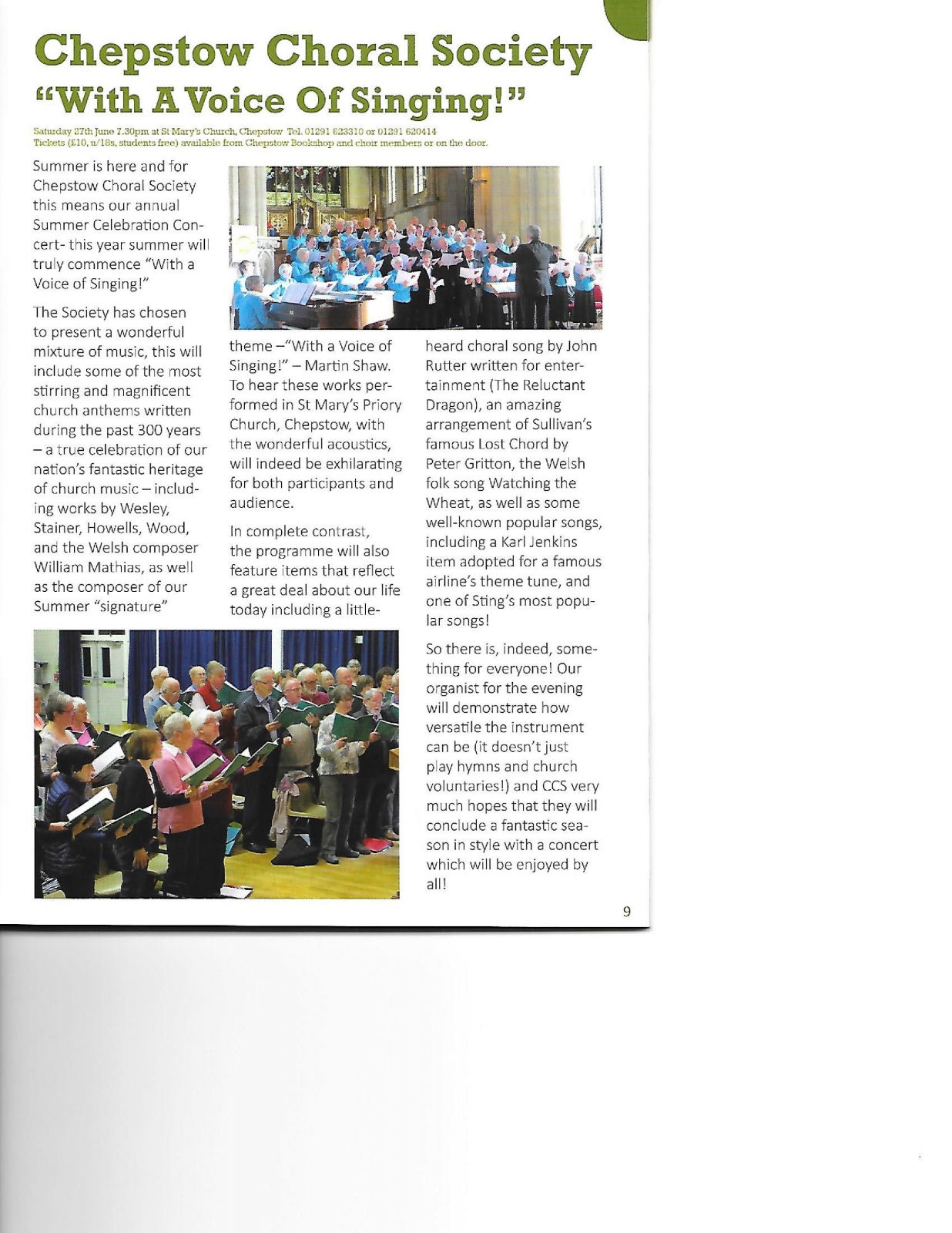 With A Voice of Singing ! (Chepstow Voice June 2015)
